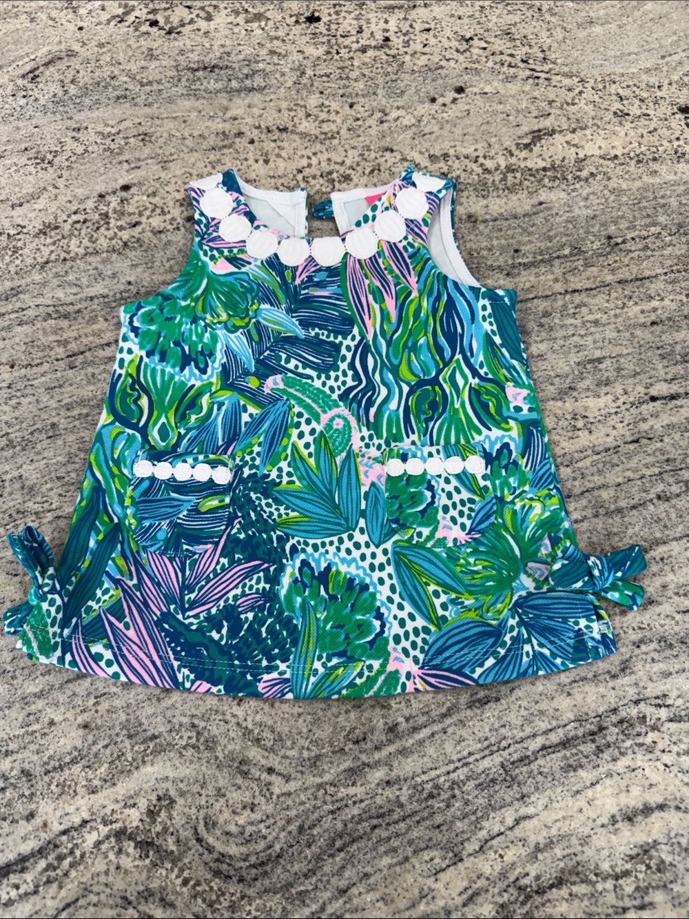 Lily Pulitzer Colorful Tropical Print Baby 6-12 Mo Dress - Green Blue Pink